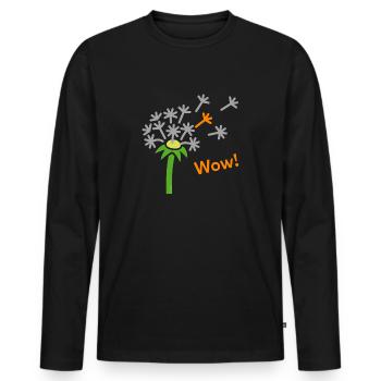 Pusteblume Wow! - Männer Premium Bio Langarmshirt - Schwarz - Vorne - Nico (187cm)