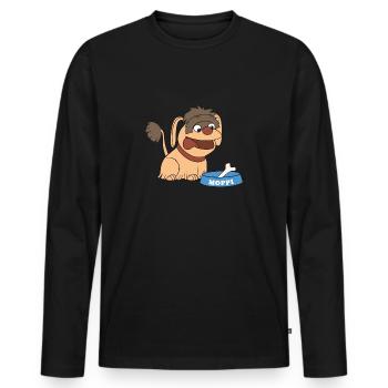 Moppi mit Hundenapf - Männer Premium Bio Langarmshirt - Schwarz - Vorne - Nico (187cm)