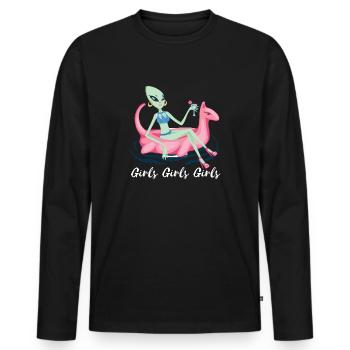 Girl summer alien design. - Men's Premium Organic Long Sleeve Shirt - black - Front - Nico (187cm)