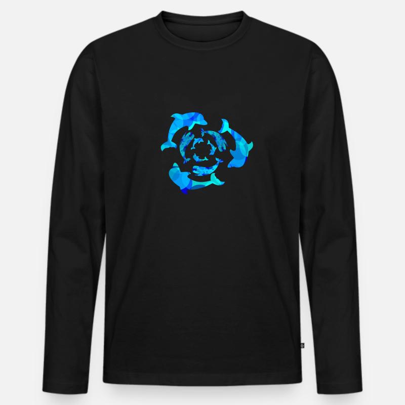 Delfin, Wal, Wale, Delfine, Geschenk, Geschenkidee - Männer Premium Bio Langarmshirt - Schwarz