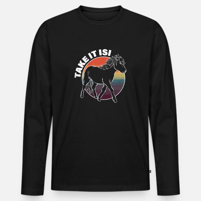 Isländer Pferd Pony - Männer Premium Bio Langarmshirt - Schwarz