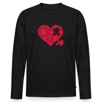 Puzzle - Männer Premium Bio Langarmshirt - Schwarz - Vorne - Nico (187cm)