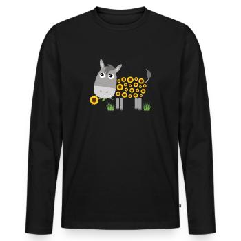 Esel mit Sonnenblumen statt Fell - Männer Premium Bio Langarmshirt - Schwarz - Vorne - Nico (187cm)