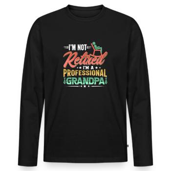 Je ne suis pas à la retraite Je suis un grand-père professionnel Opa - T-shirt manches longues Premium bio Homme - noir - Devant - Nico (187cm)