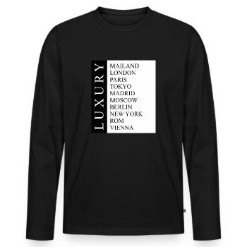 LUXURY CITY - Men's Premium Organic Long Sleeve Shirt - black - Front - Nico (187cm)
