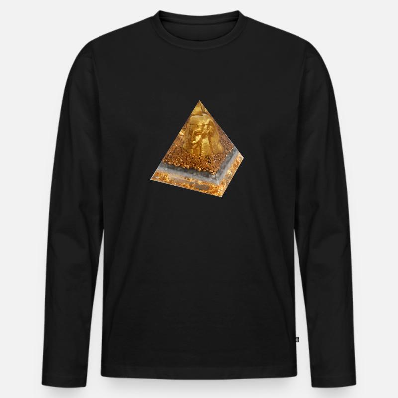 Pharao Echnaton- Pyramide - Männer Premium Bio Langarmshirt - Schwarz