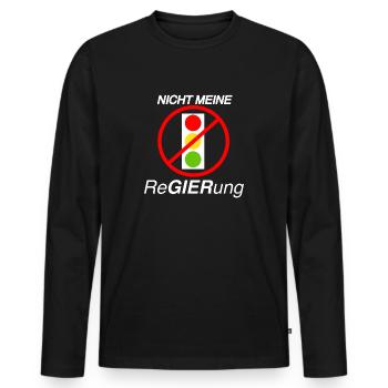 ReGIERung - Männer Premium Bio Langarmshirt - Schwarz - Vorne - Nico (187cm)