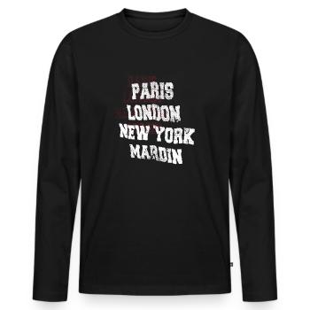 Ville de Mardin - T-shirt manches longues Premium bio Homme - noir - Devant - Nico (187cm)