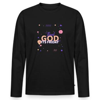 Thank God Its Friday - Men's Premium Organic Long Sleeve Shirt - black - Front - Nico (187cm)