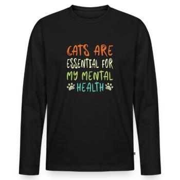 cats are essential for my mental health - Männer Premium Bio Langarmshirt - Schwarz - Vorne - Nico (187cm)