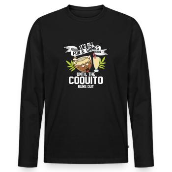Until The Coquito Runs Out Puerto Rican Coconut R - Men's Premium Organic Long Sleeve Shirt - black - Front - Nico (187cm)