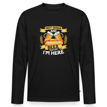 Hot Dogs And Beer That's Why I'm Here Hotdogs Food - Men's Premium Organic Long Sleeve Shirt - black - Front - Nico (187cm)