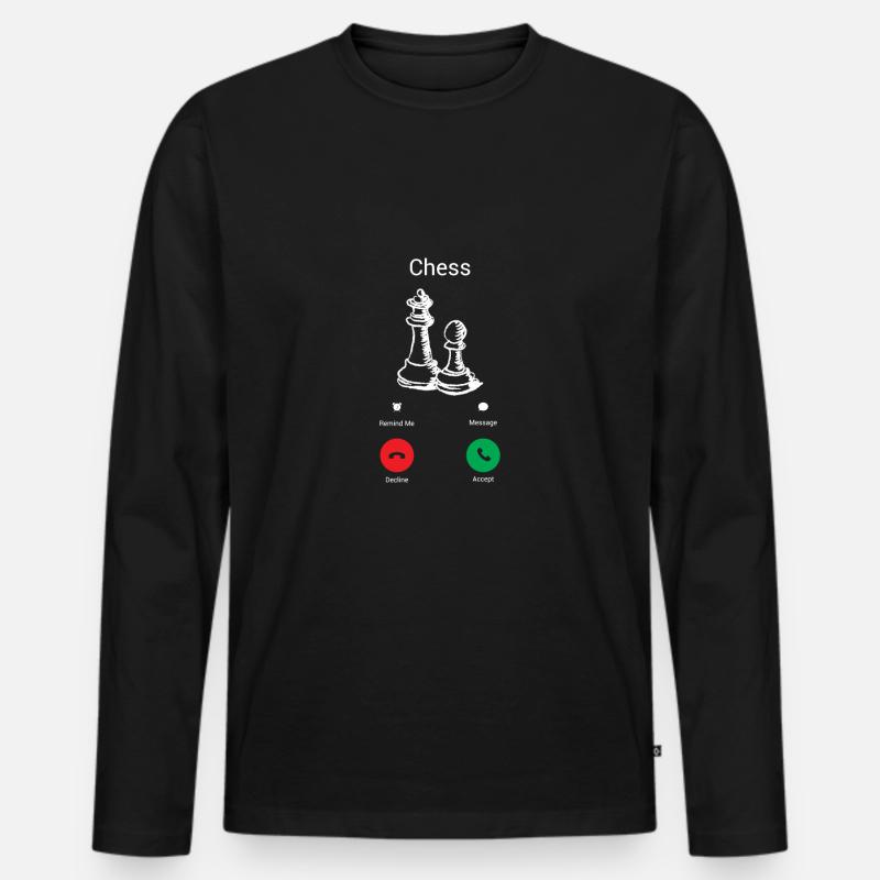 Schach ruft! - Männer Premium Bio Langarmshirt - Schwarz