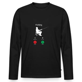 LE POISSON M’APPELER ! APPEL DE PÊCHE ! CHEMISE DE - T-shirt manches longues Premium bio Homme - noir - Devant - Nico (187cm)