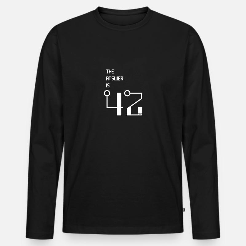 The Answer is 42 - Männer Premium Bio Langarmshirt - Schwarz