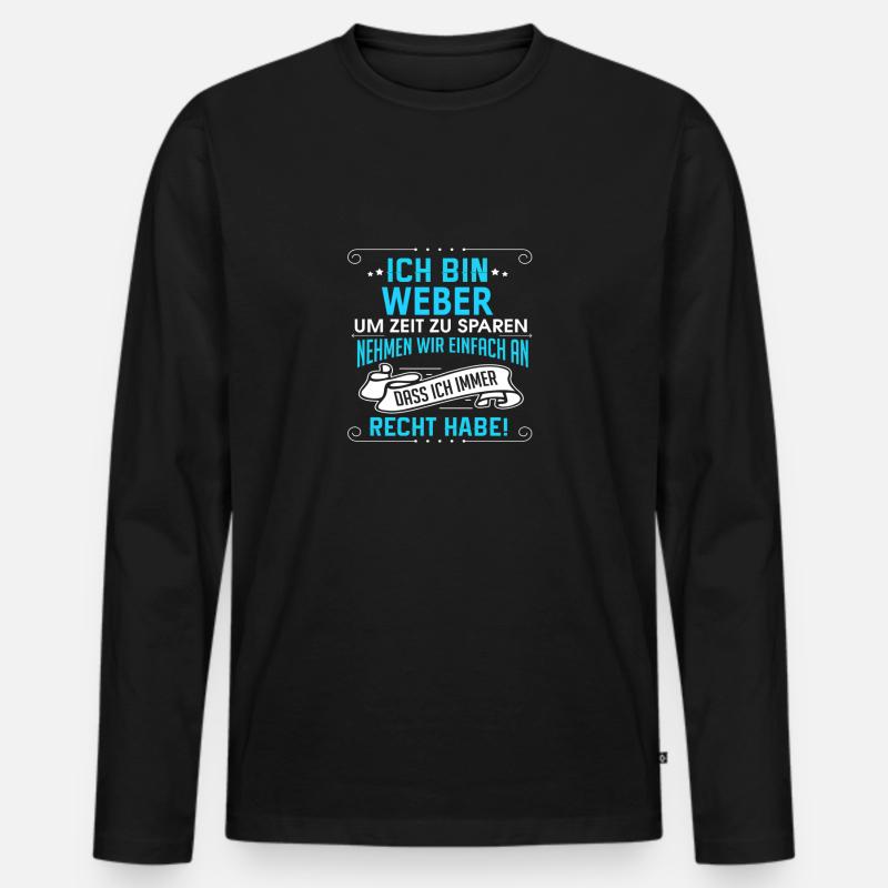 WEBER - Männer Premium Bio Langarmshirt - Schwarz