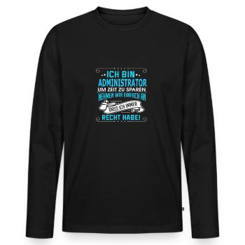 ADMINISTRATOR - Männer Premium Bio Langarmshirt - Schwarz - Vorne - Nico (187cm)