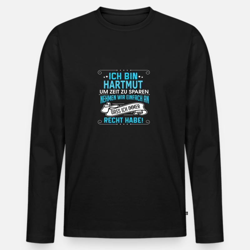 HARTMUT - Männer Premium Bio Langarmshirt - Schwarz