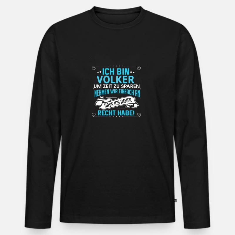 VOLKER - Männer Premium Bio Langarmshirt - Schwarz