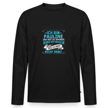 PAULINE - Männer Premium Bio Langarmshirt - Schwarz - Vorne - Nico (187cm)