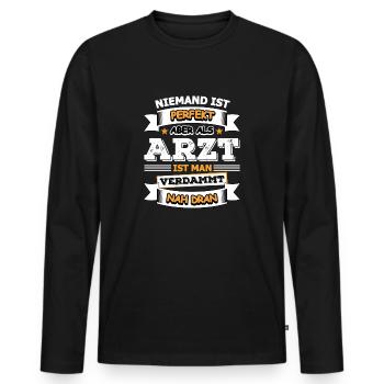 Arzt - Männer Premium Bio Langarmshirt - Schwarz - Vorne - Nico (187cm)