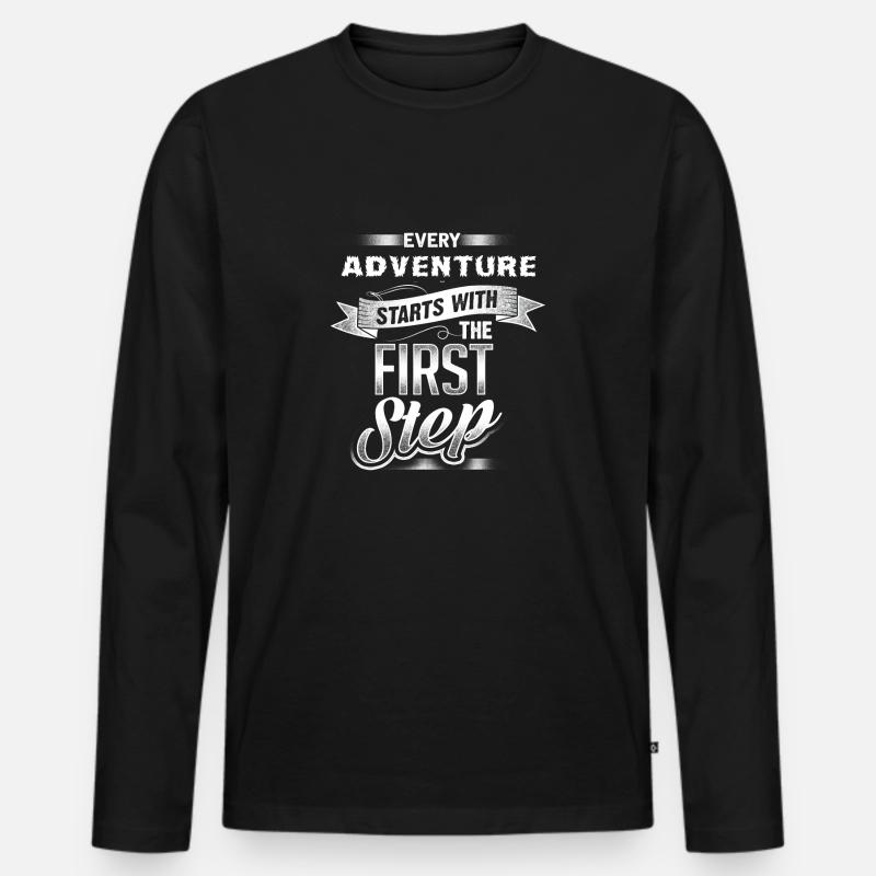 Adventure first step - Männer Premium Bio Langarmshirt - Schwarz