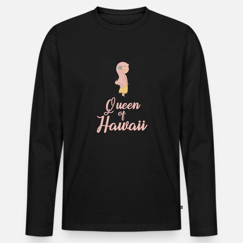 Hawaii Blumenmädchen - Männer Premium Bio Langarmshirt - Schwarz