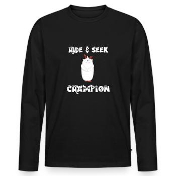 Hide and Seek Yeti - Männer Premium Bio Langarmshirt - Schwarz - Vorne - Nico (187cm)