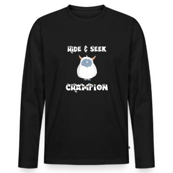 Hide and Seek Yeti - Men's Premium Organic Long Sleeve Shirt - black - Front - Nico (187cm)