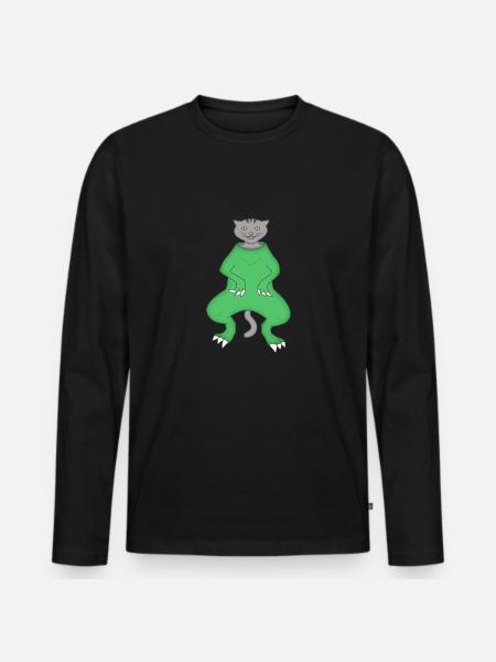 Cat disguise dinosaur - Men's Premium Organic Long Sleeve Shirt - black