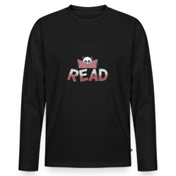 Pandabär am Lesen in der Schule - Männer Premium Bio Langarmshirt - Schwarz - Vorne - Nico (187cm)
