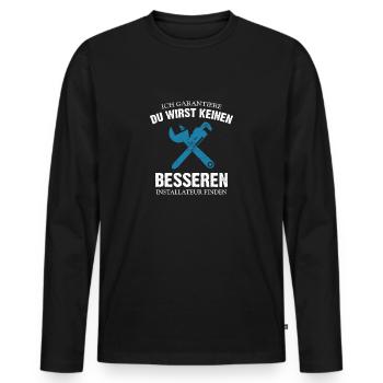 INSTALLER Say - Men's Premium Organic Long Sleeve Shirt - black - Front - Nico (187cm)