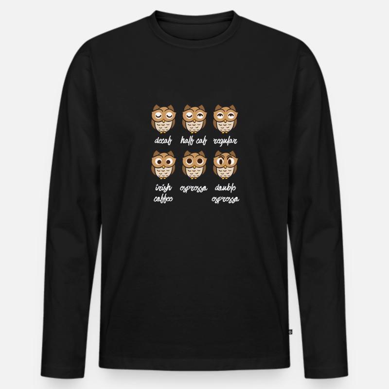 Verschiedene Stimmungen der Kaffee Eule - Männer Premium Bio Langarmshirt - Schwarz
