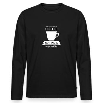 coffee coffee - Men's Premium Organic Long Sleeve Shirt - black - Front - Nico (187cm)