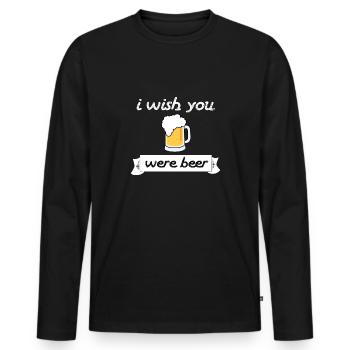 Je vous souhaite une bière bière - T-shirt manches longues Premium bio Homme - noir - Devant - Nico (187cm)