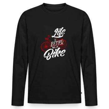 La vie est meilleure sur un vélo - T-shirt manches longues Premium bio Homme - noir - Devant - Nico (187cm)