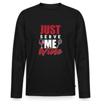 Il suffit de servir Me Wine Funny Tennis - T-shirt manches longues Premium bio Homme - noir - Devant - Nico (187cm)