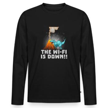 Dino WIFI Wifi - Men's Premium Organic Long Sleeve Shirt - black - Front - Nico (187cm)
