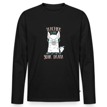 Lama enseignant - T-shirt manches longues Premium bio Homme - noir - Devant - Nico (187cm)