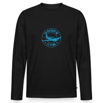 Je volerais plutôt - T-shirt manches longues Premium bio Homme - noir - Devant - Nico (187cm)