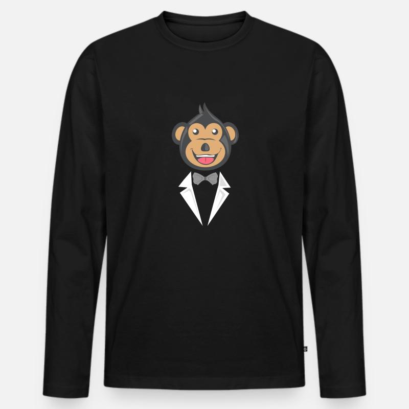 Affe im Anzug Geschenk - Männer Premium Bio Langarmshirt - Schwarz