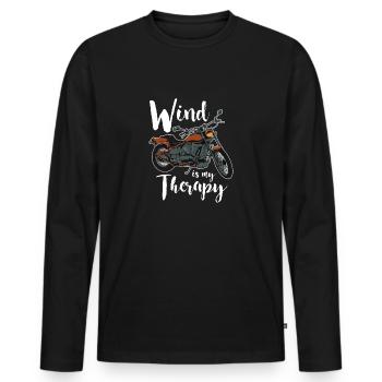 Motorrad Motorradfahrer Wind Therapie Geschenk - Männer Premium Bio Langarmshirt - Schwarz - Vorne - Nico (187cm)