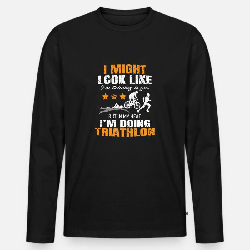 Triathlon - Männer Premium Bio Langarmshirt - Schwarz