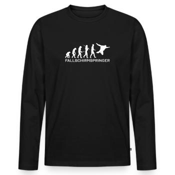 Human Evolution Parachuting Fallschirm Geschenk - Männer Premium Bio Langarmshirt - Schwarz - Vorne - Nico (187cm)