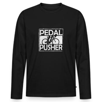 Pédale Pousseur Biker - T-shirt manches longues Premium bio Homme - noir - Devant - Nico (187cm)