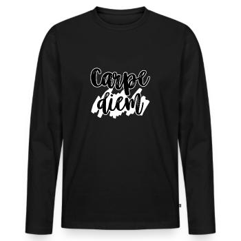 Carpe diem - T-shirt manches longues Premium bio Homme - noir - Devant - Nico (187cm)