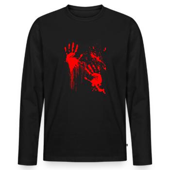 Halloween Blutig Grusel Geschenk - Männer Premium Bio Langarmshirt - Schwarz - Vorne - Nico (187cm)