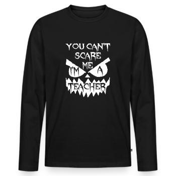 T-shirt effrayant effrayant de professeur d'halloween drôle - T-shirt manches longues Premium bio Homme - noir - Devant - Nico (187cm)