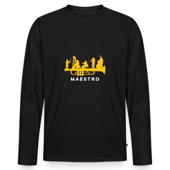 Maestro Orchester auf einer Trompete Geschenk - Männer Premium Bio Langarmshirt - Schwarz - Vorne - Nico (187cm)
