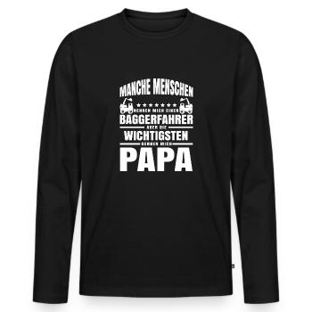 Baggerfahrer Papa Vater baggern Shirt Geschenk - Männer Premium Bio Langarmshirt - Schwarz - Vorne - Nico (187cm)